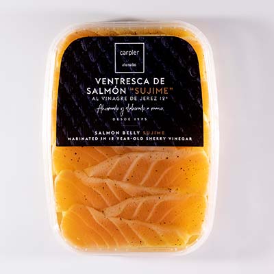 Ventresca 'Sujime' di Salmone Carpier in olio, marinata in aceto di Jerez 12 anni cf 140 g
