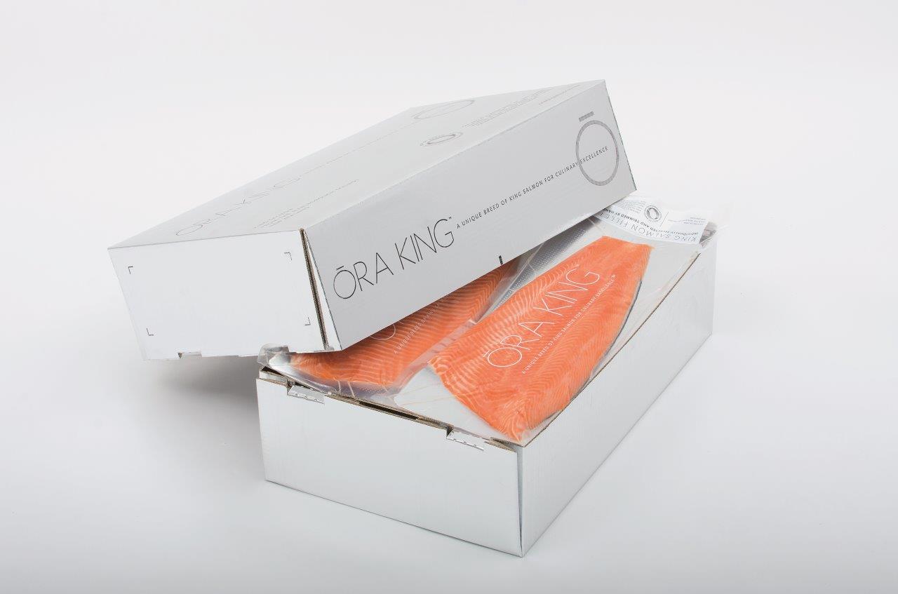 Filetto di salmone reale Ora King, taglio Trim D, congelato da 1,1-1,5kg